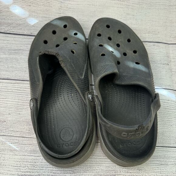 Crocs Duet Sport Black Slide On Clogs Men Size 9 Women Size 11 - Picture 4 of 9